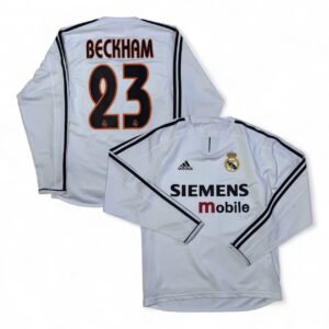 (Player Issue) 2003-04 Real Madrid Home Jersey Longsleeve - Beckham 23 (M)