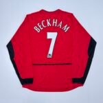 2003-04 Manchester United Home Jersey Longsleeve - Beckham 7 (L)