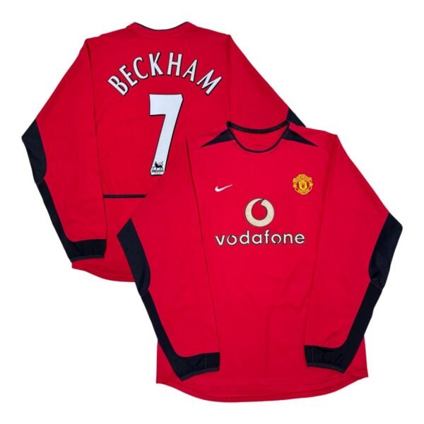 2003-04 Manchester United Home Jersey Longsleeve - Beckham 7 (L)