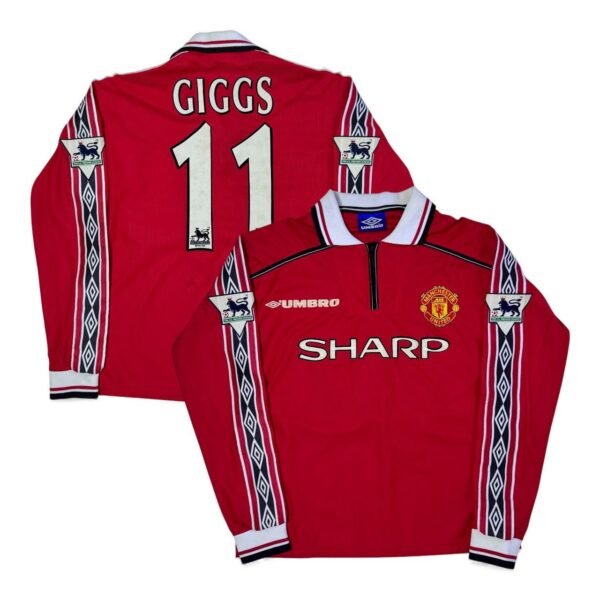 1998-99 Manchester United Home Jersey Longsleeve Treble - Giggs 11 (Y fit to S)