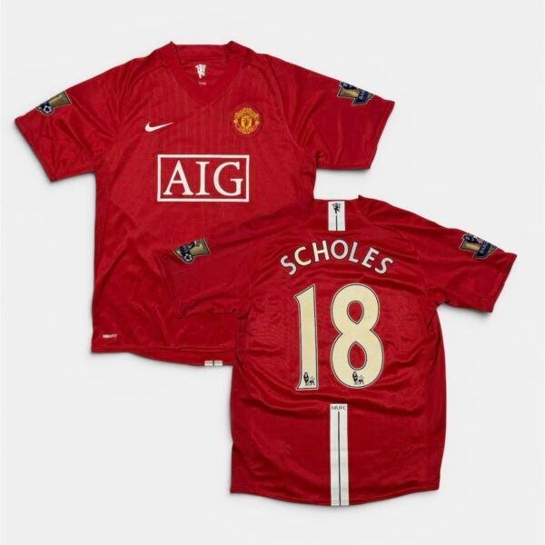 2007-08 Manchester United Home Jersey - Scholes 18 (M)