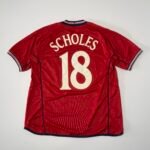 2002 England Away Jersey - Scholes 18 (L)