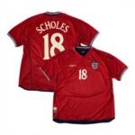 2002 England Away Jersey - Scholes 18 (L)