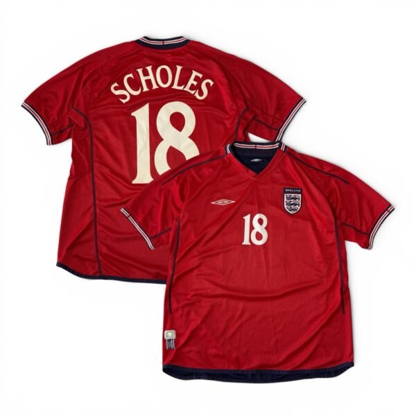 2002 England Away Jersey - Scholes 18 (L)
